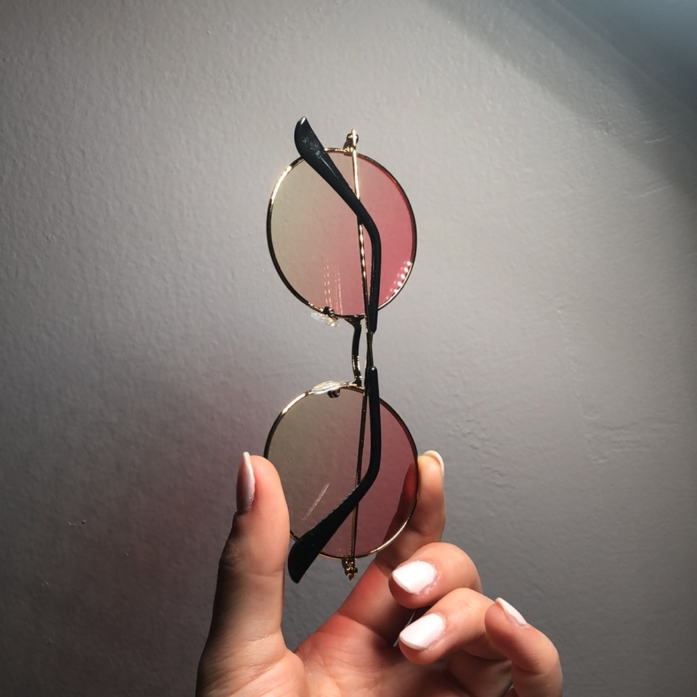 BLULU - ROUND SUNGLASSES (PINK/GREEN) - Picture 2 of 4